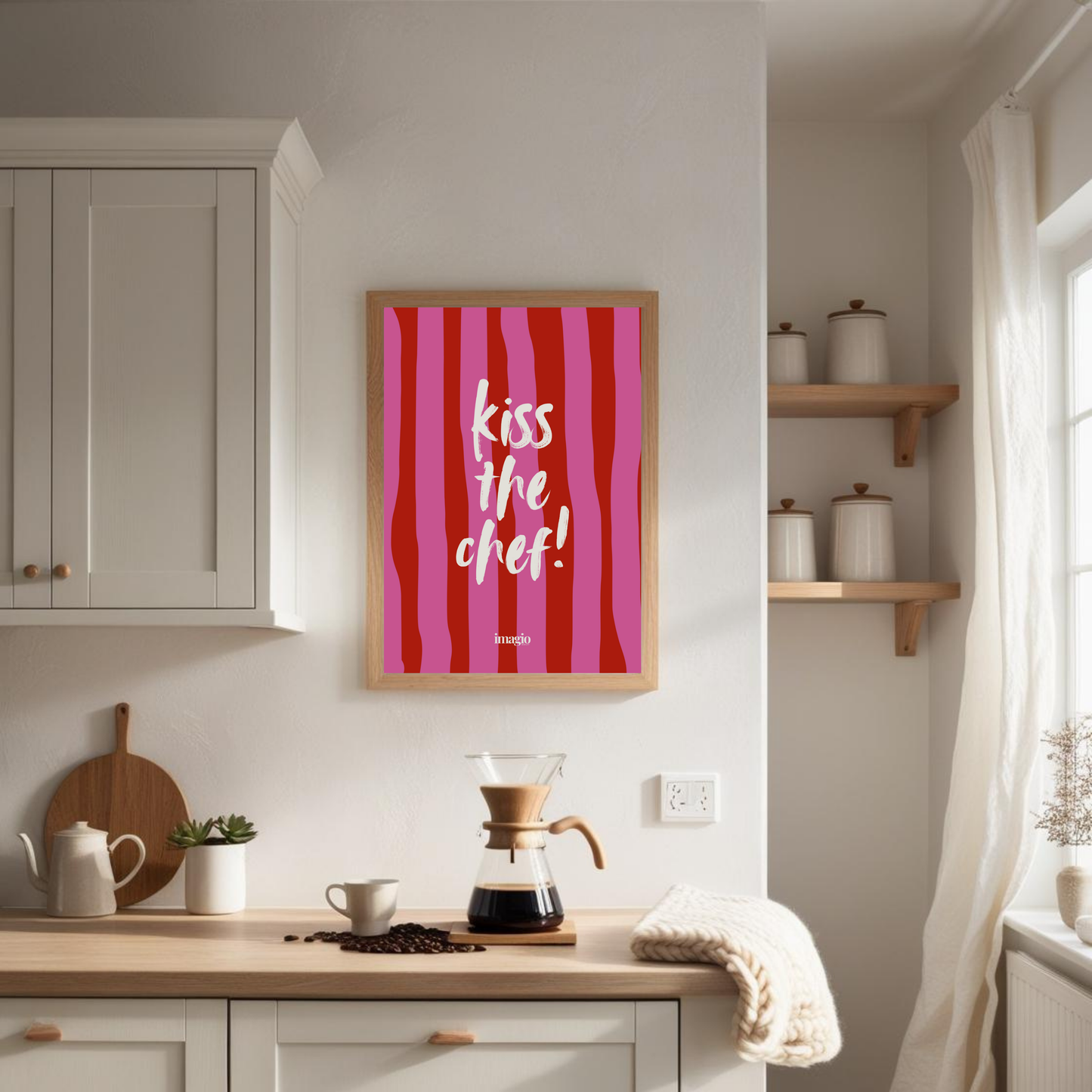 Color Pop Art Poster - Kiss the Chef! / Red