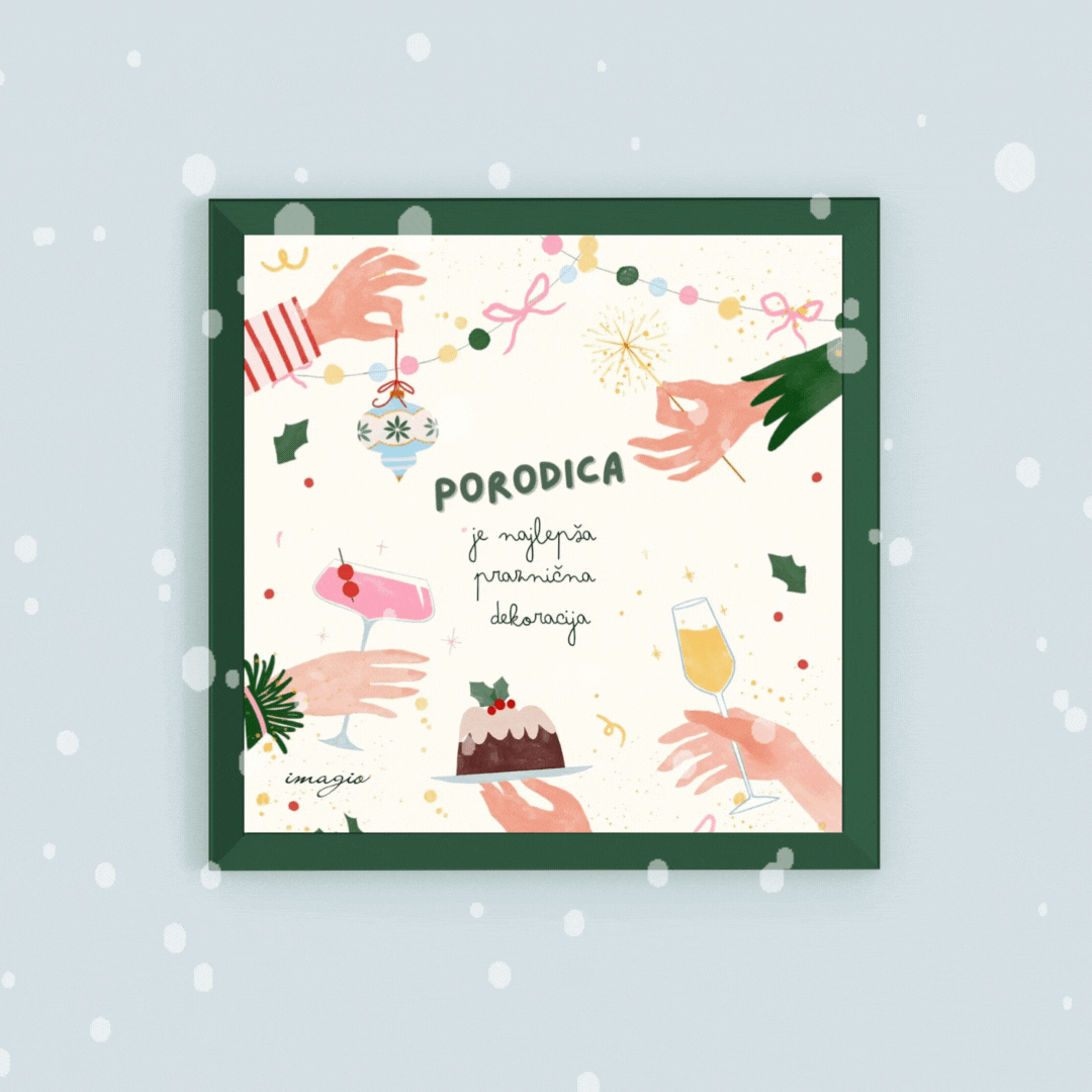 XMAS 26 Miniature - Porodica je najlepša praznična dekoracija - Dark Green Frame