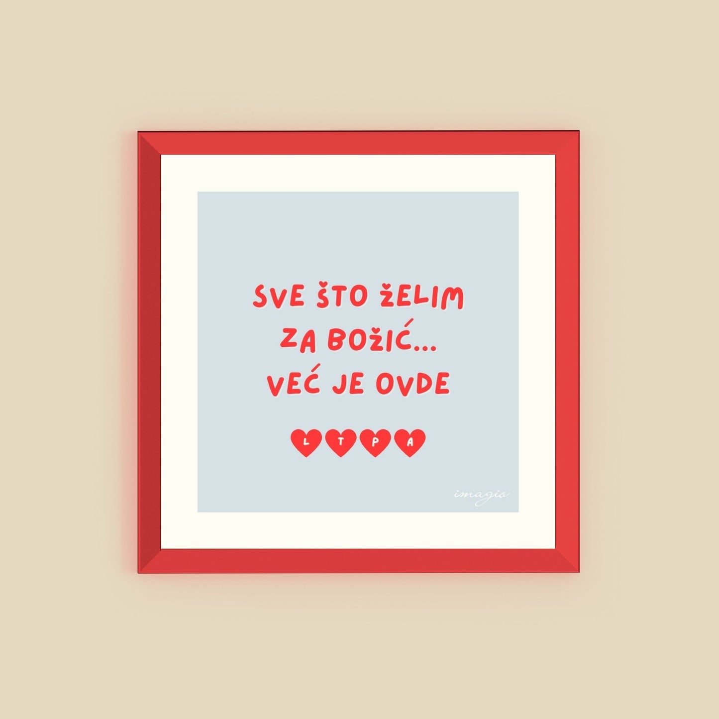 XMAS 26 Miniature CUSTOMIZABLE - Sve što želim za Božić... - Red Frame