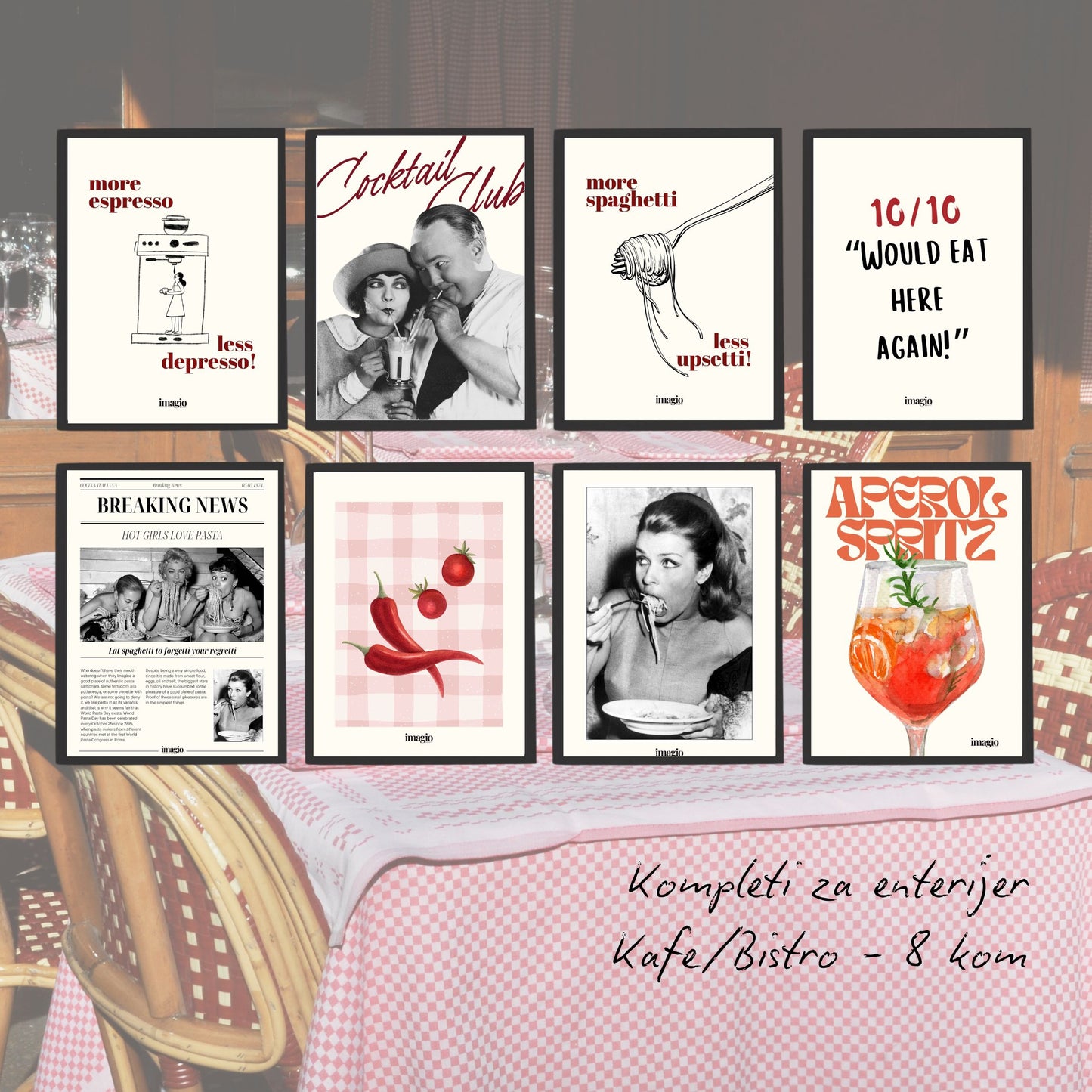 Komplet postera za kafiće, barove, restorane No.1 - 8 kom