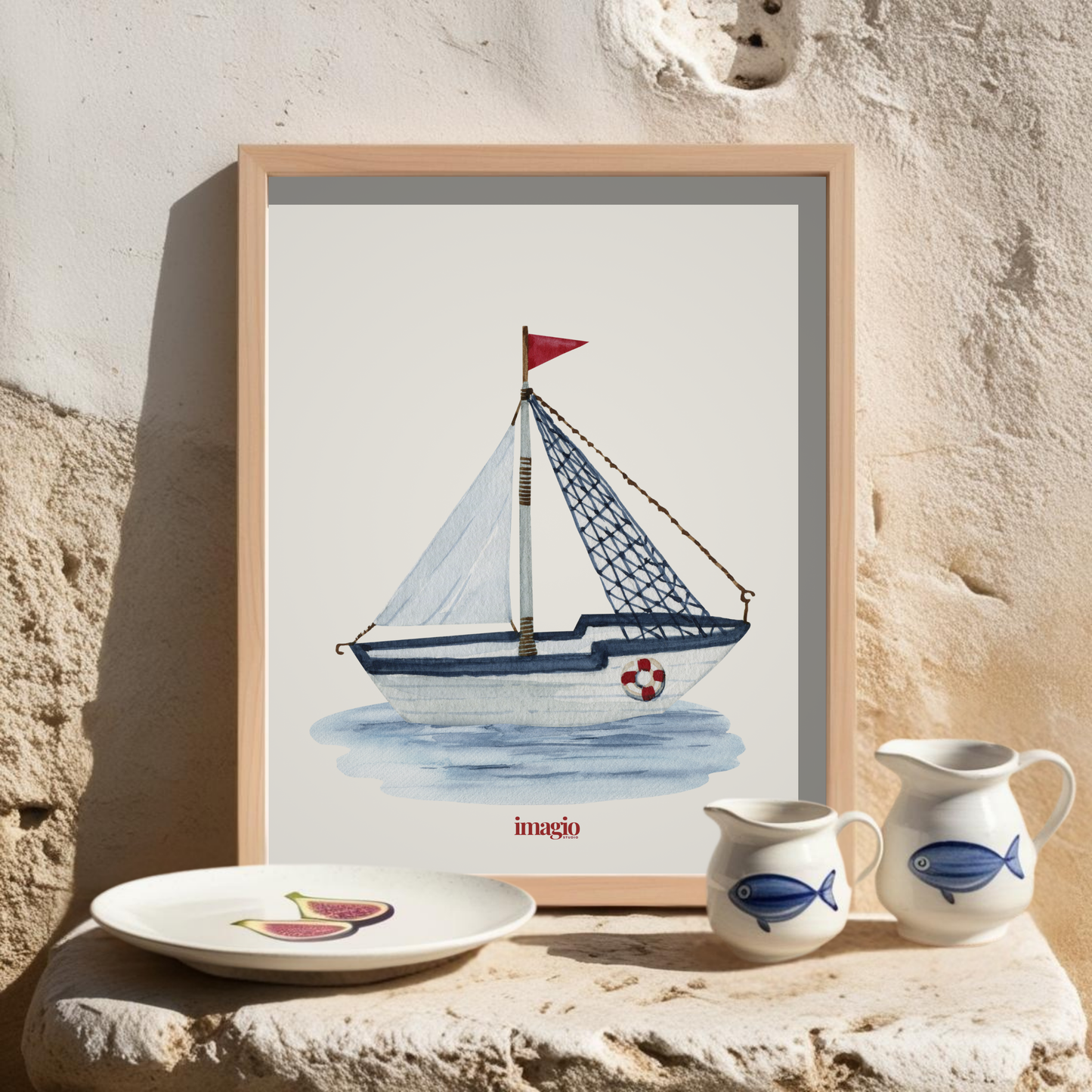 Watercolor Sailboat - Poster