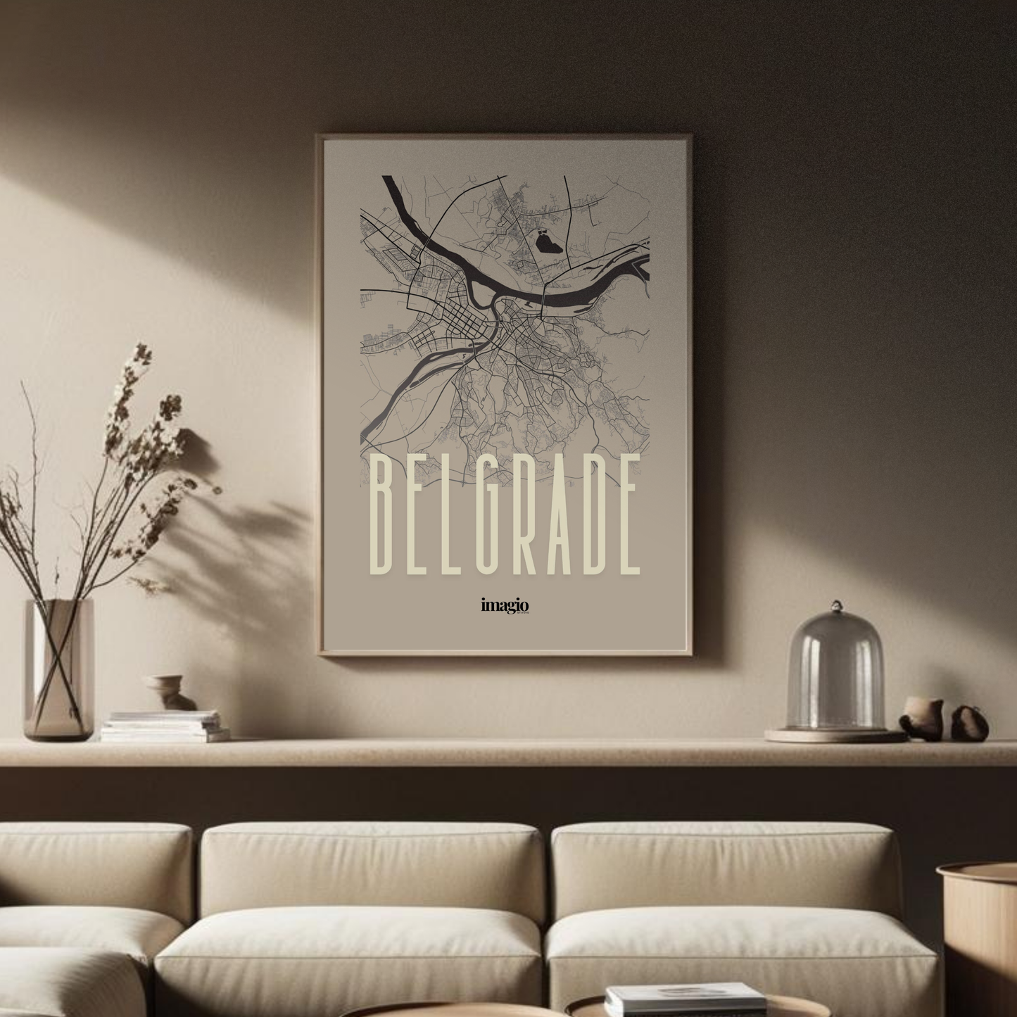 Belgrade Map - Beige