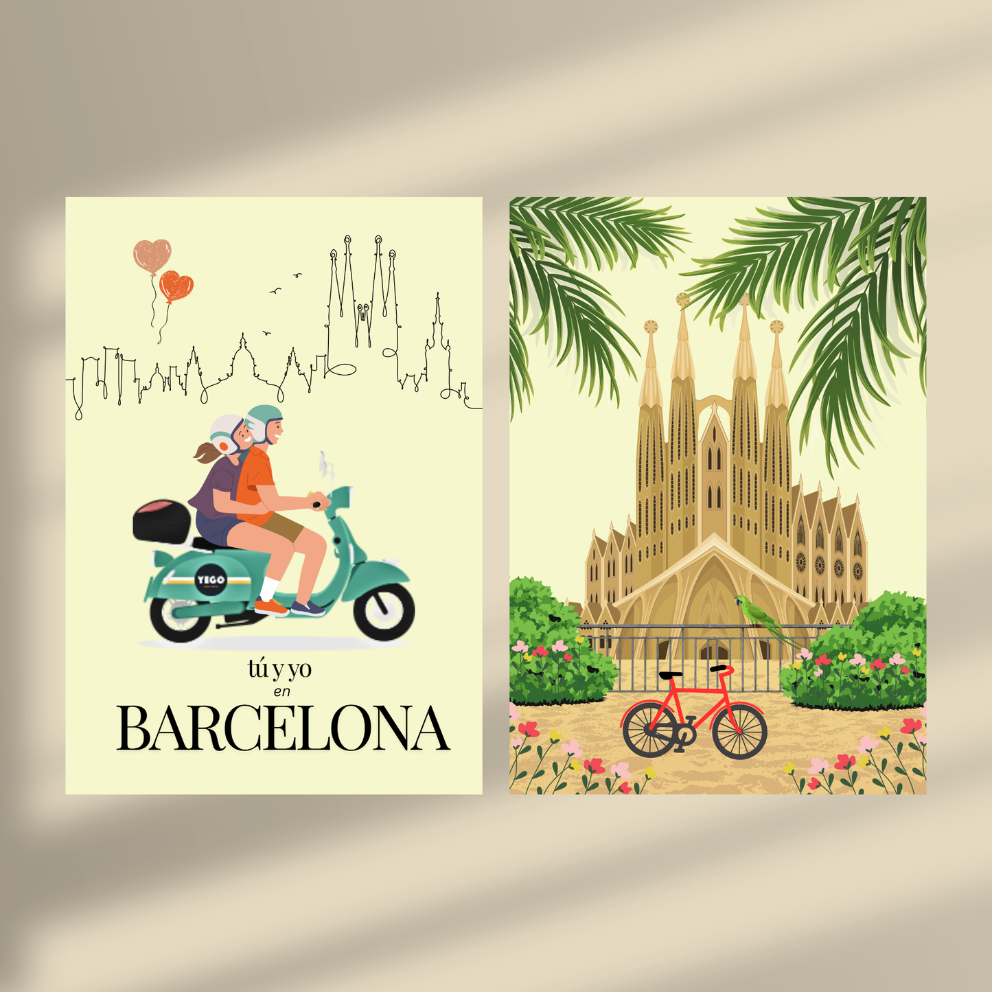 You and me in Barcelona & Sagrada Familia - Duo Set 30x40cm/50x70cm