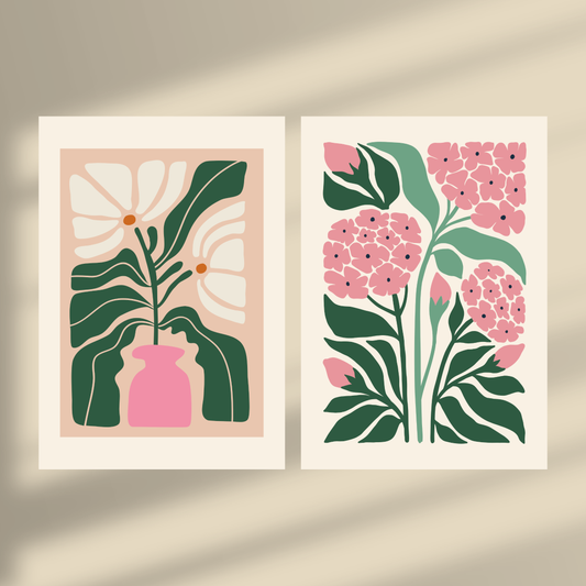 Abstract Flowers, Flowers in Vase & Wildflower - Duo Set 30x40cm/50x70cm