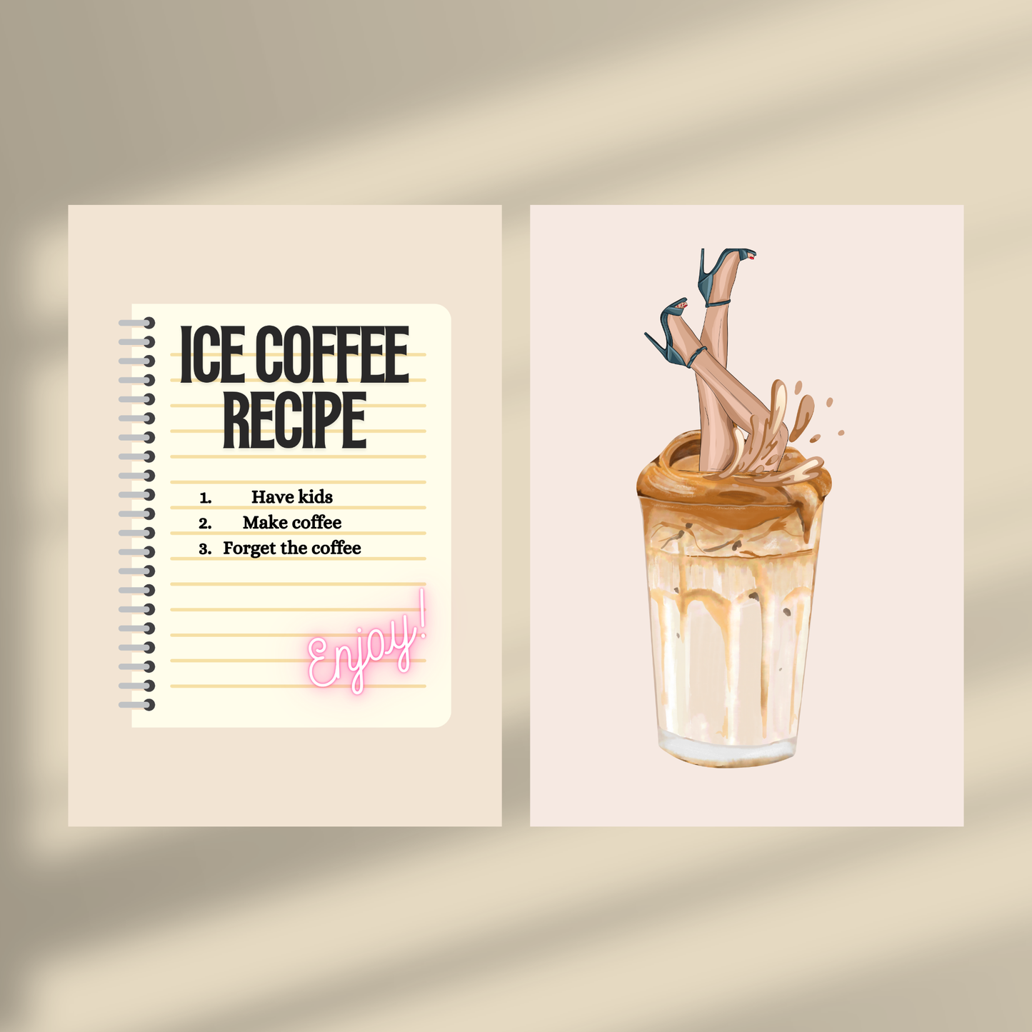 Ice Coffee Recipe & Coffee with a Girl! - Duo Set 30x40cm/50x70cm