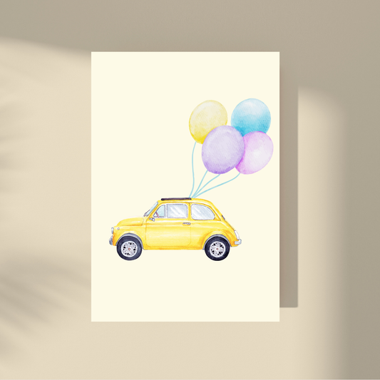 Yellow Car With Balloons