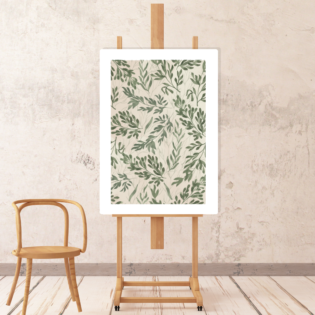 Canvas - Leaves Pattern: Olive