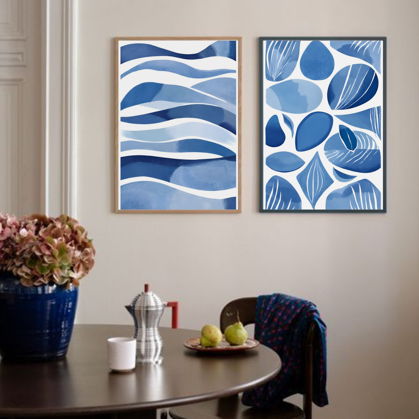 Abstract Blue Shapes #1 & #2 - Duo Set 30x40cm/50x70cm