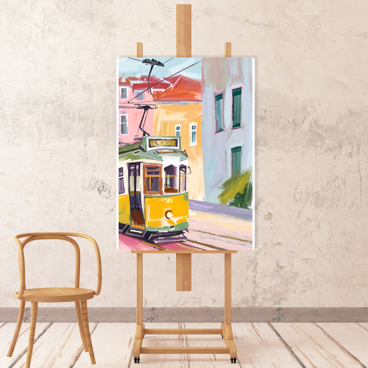 Canvas - Lisbon Ride With a Yellow Tram #4