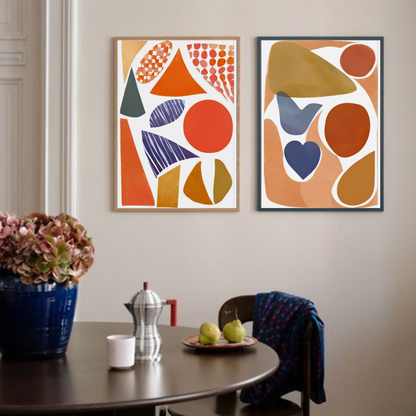 Abstract Shapes Red Palette & Brown Palette - Duo Set 30x40cm/50x70cm