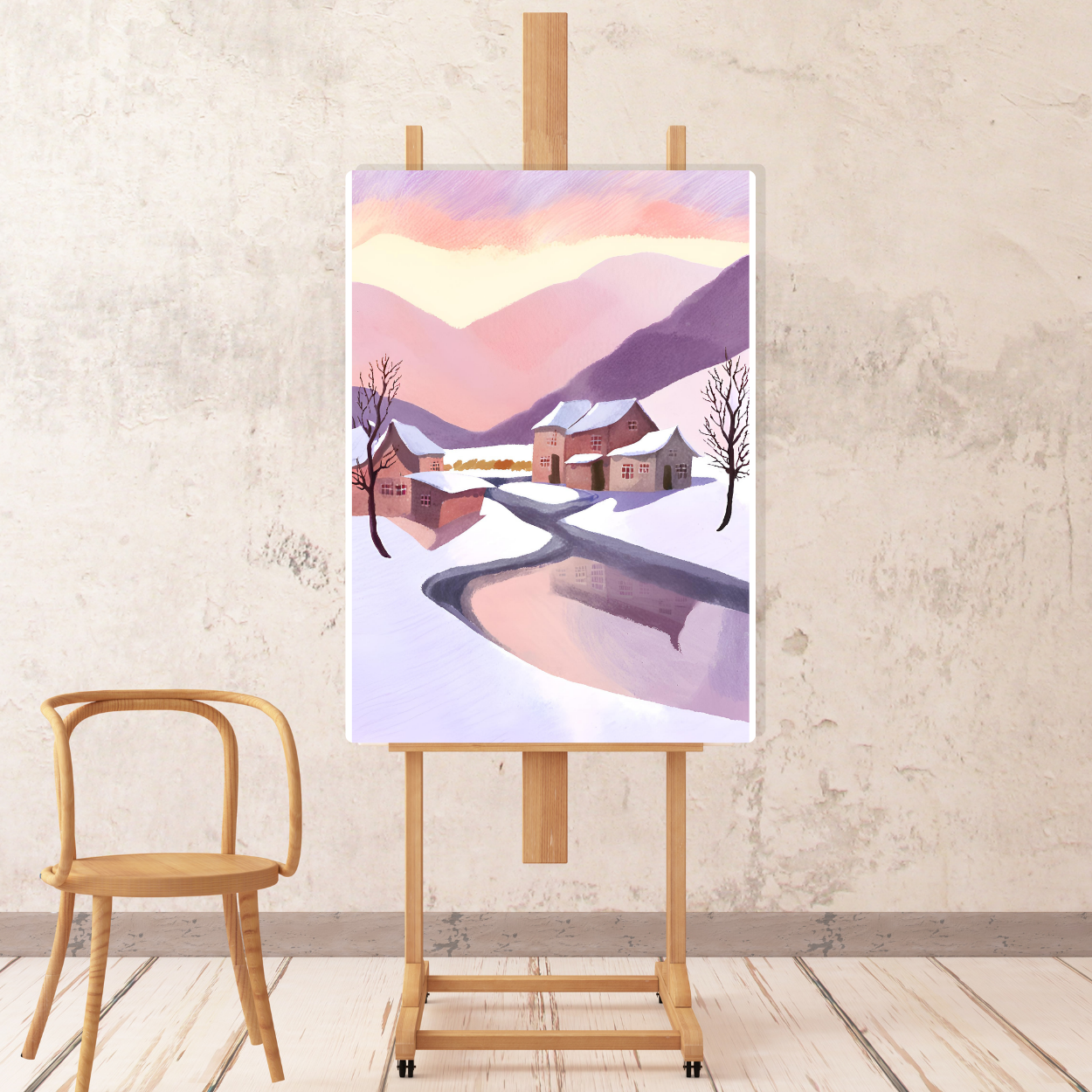 Canvas - Snowy Mountain Village