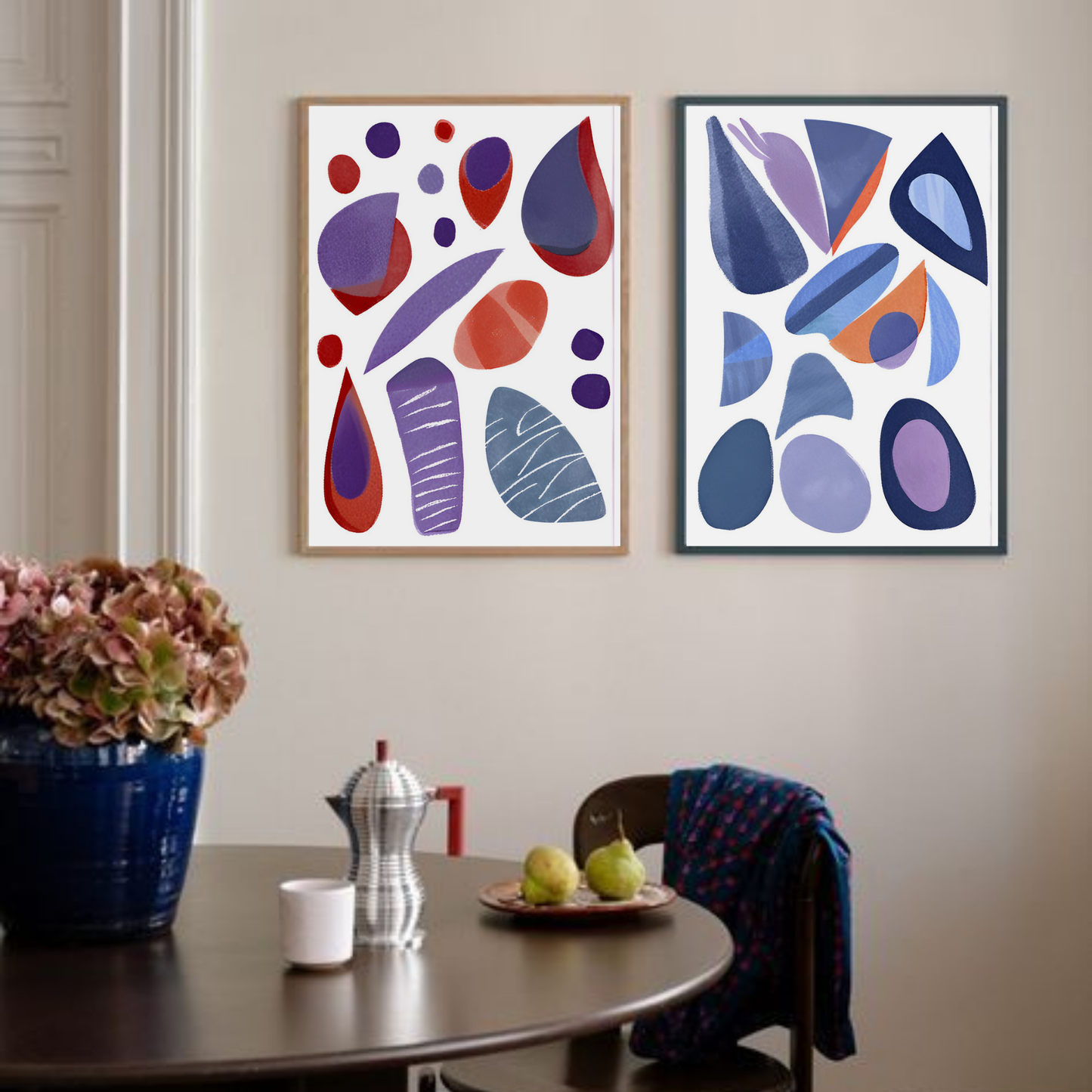 Abstract Shapes Blue Shapes #1 & #2 - Duo Set 30x40cm/50x70cm