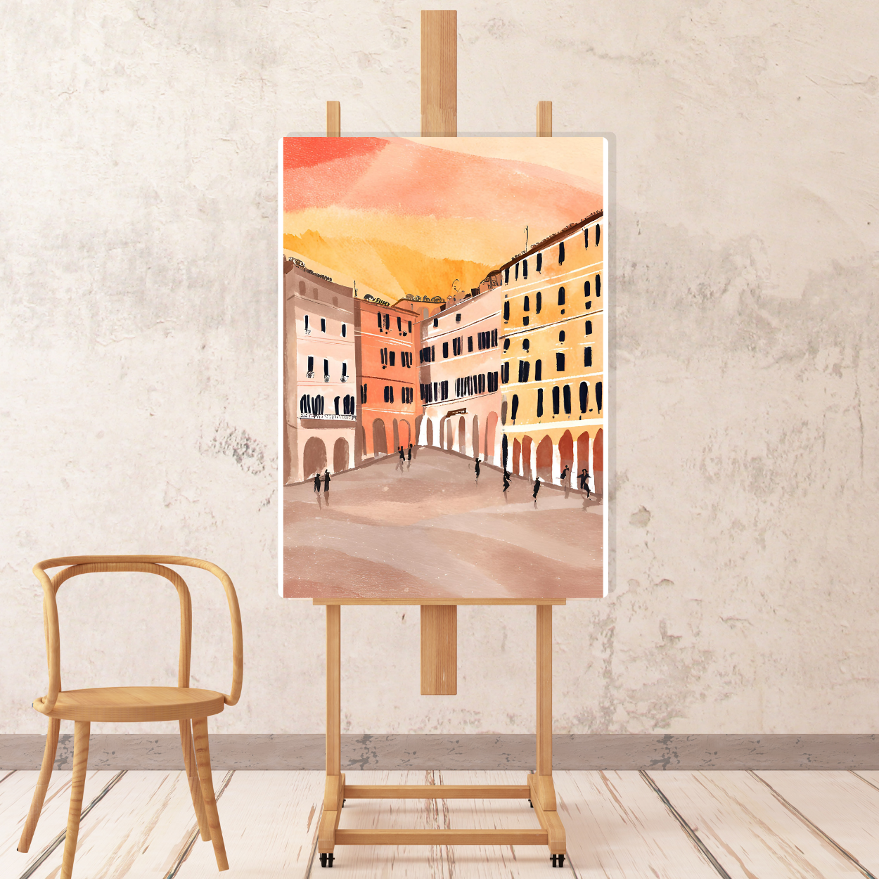 Canvas - Sunset on Italian Piazza