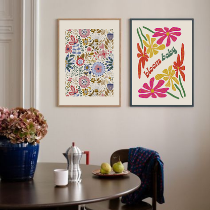 Abstract Flowers, Bloom Baby & Flower Pattern - Duo Set 30x40cm/50x70cm