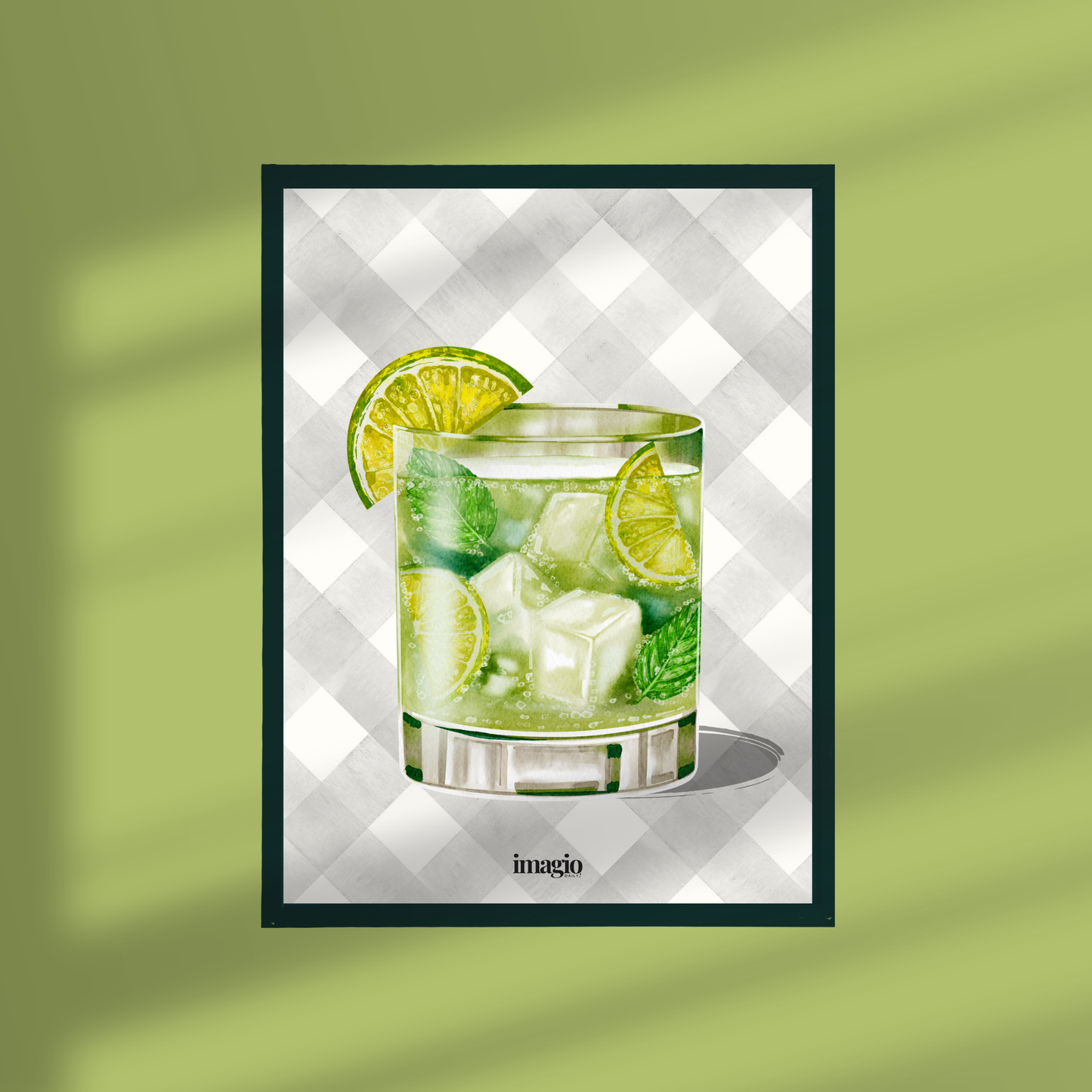Uramljen poster Caipirinha ili Mojito? - 32x42 / 42x52 cm tamno-zeleni ram