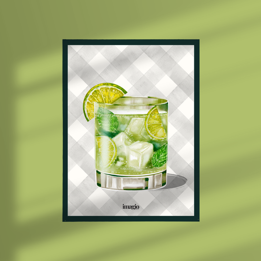 Uramljen poster Caipirinha ili Mojito? - 32x42 / 42x52 cm tamno-zeleni ram