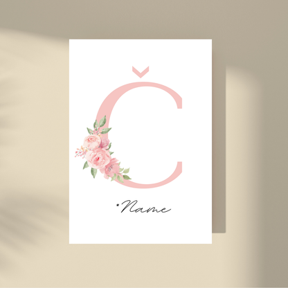 CUSTOMIZE IT! - Pink Flowers Letter & Name