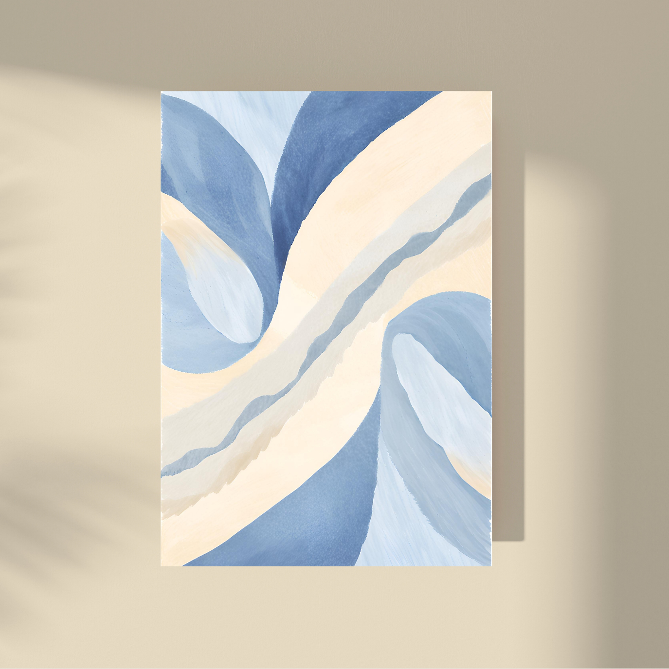 Abstract Pure - Blue and Beige Flowing Lines and Shapes #2