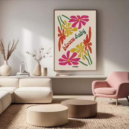 Abstract Flowers, Bloom Baby & Flower Pattern - Duo Set 30x40cm/50x70cm