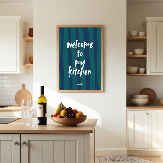 Color Pop umetnički poster -  Welcome to My Kitchen / Plava