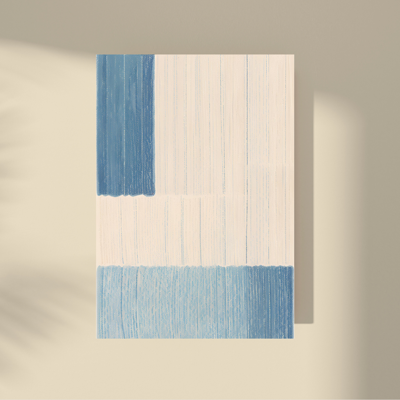 Abstract Pure - Blue and Beige Squares, Faded Canvas Effect