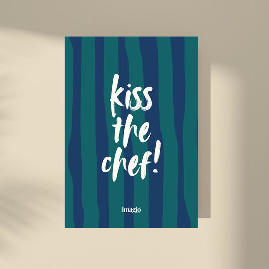 Color Pop umetnički poster -  Kiss the Chef! / Plava