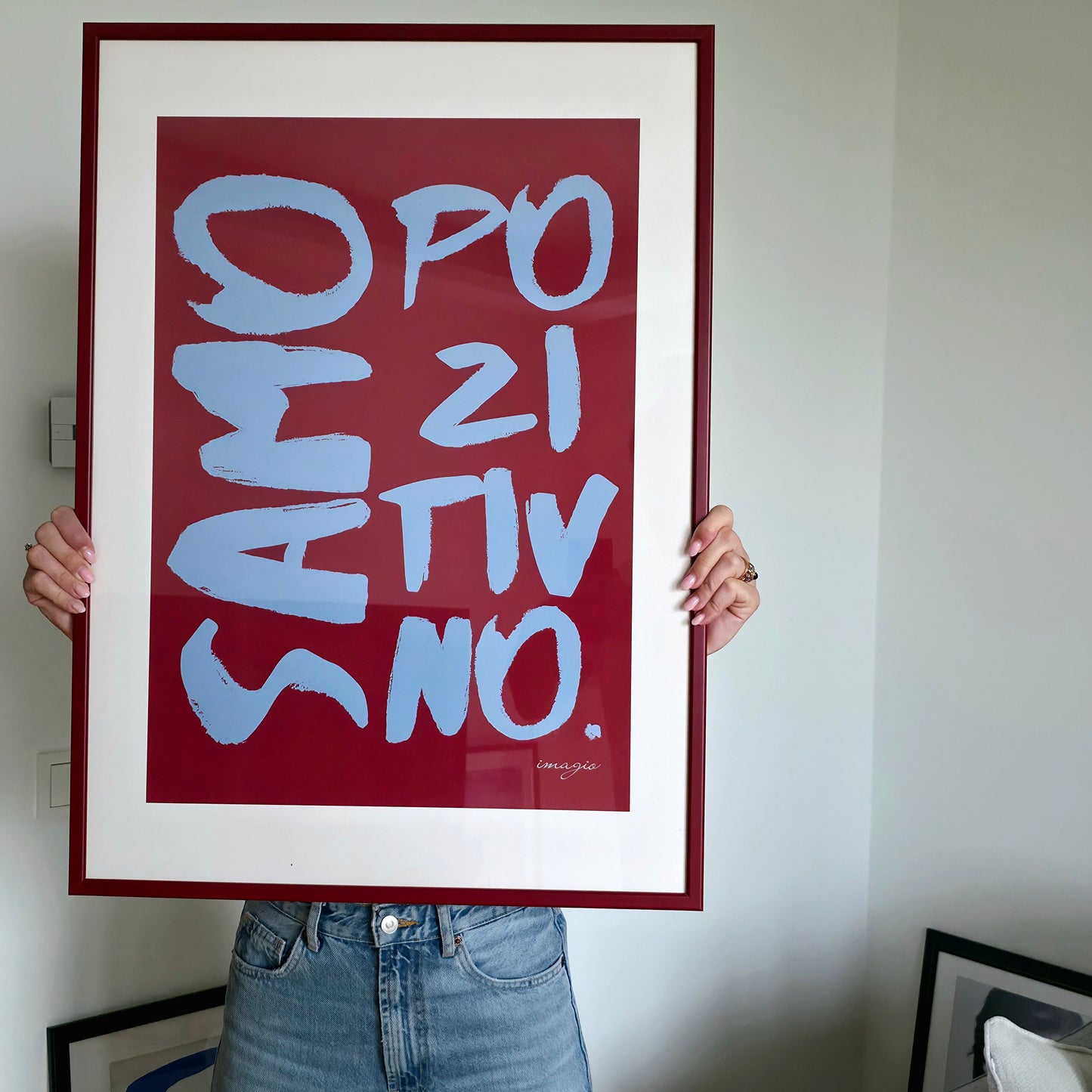 Uramljena slika "Painted Peace" - Samo pozitivno: Crvena/Plava; 32x42 / 52x72 cm