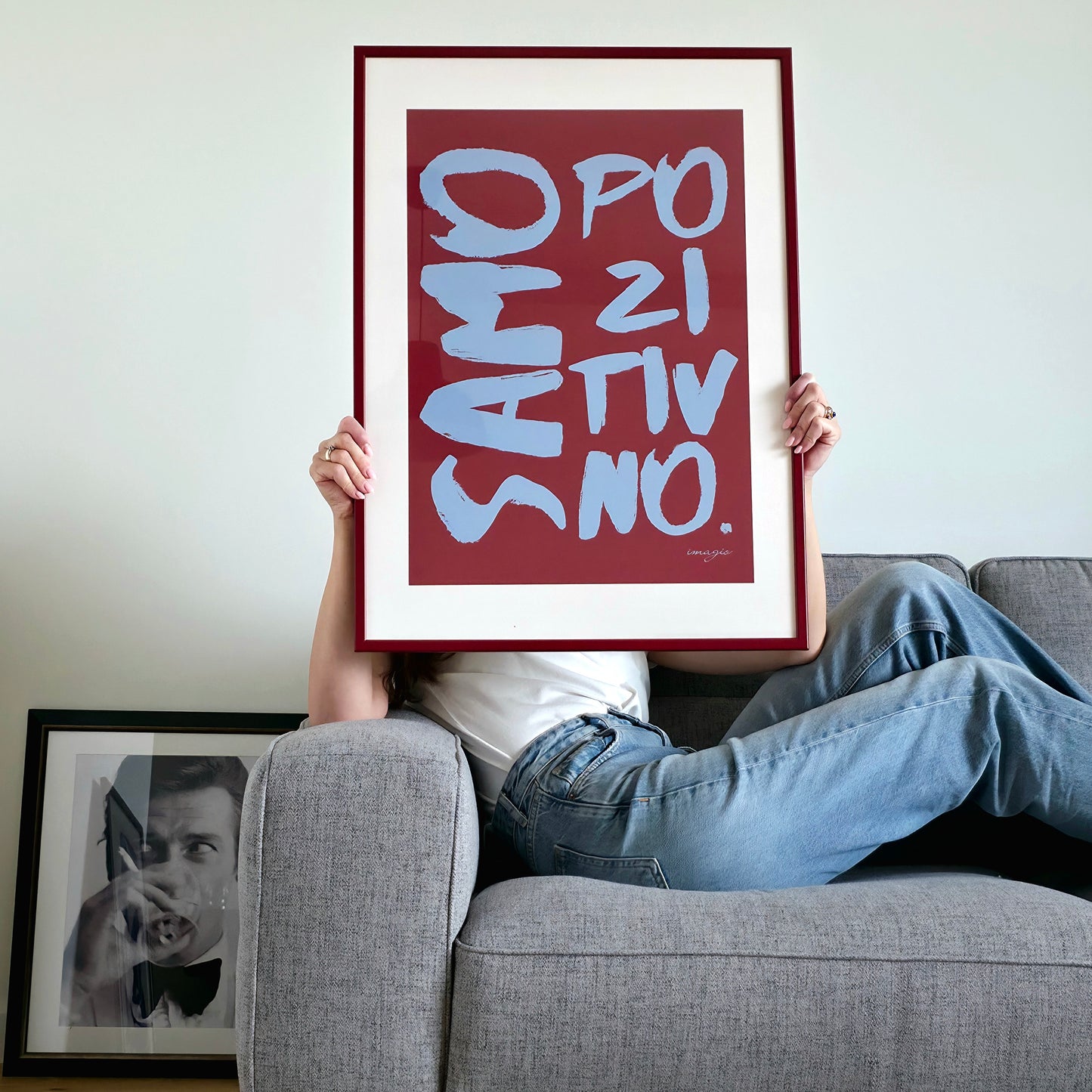 Uramljena slika "Painted Peace" - Samo pozitivno: Crvena/Plava; 32x42 / 52x72 cm