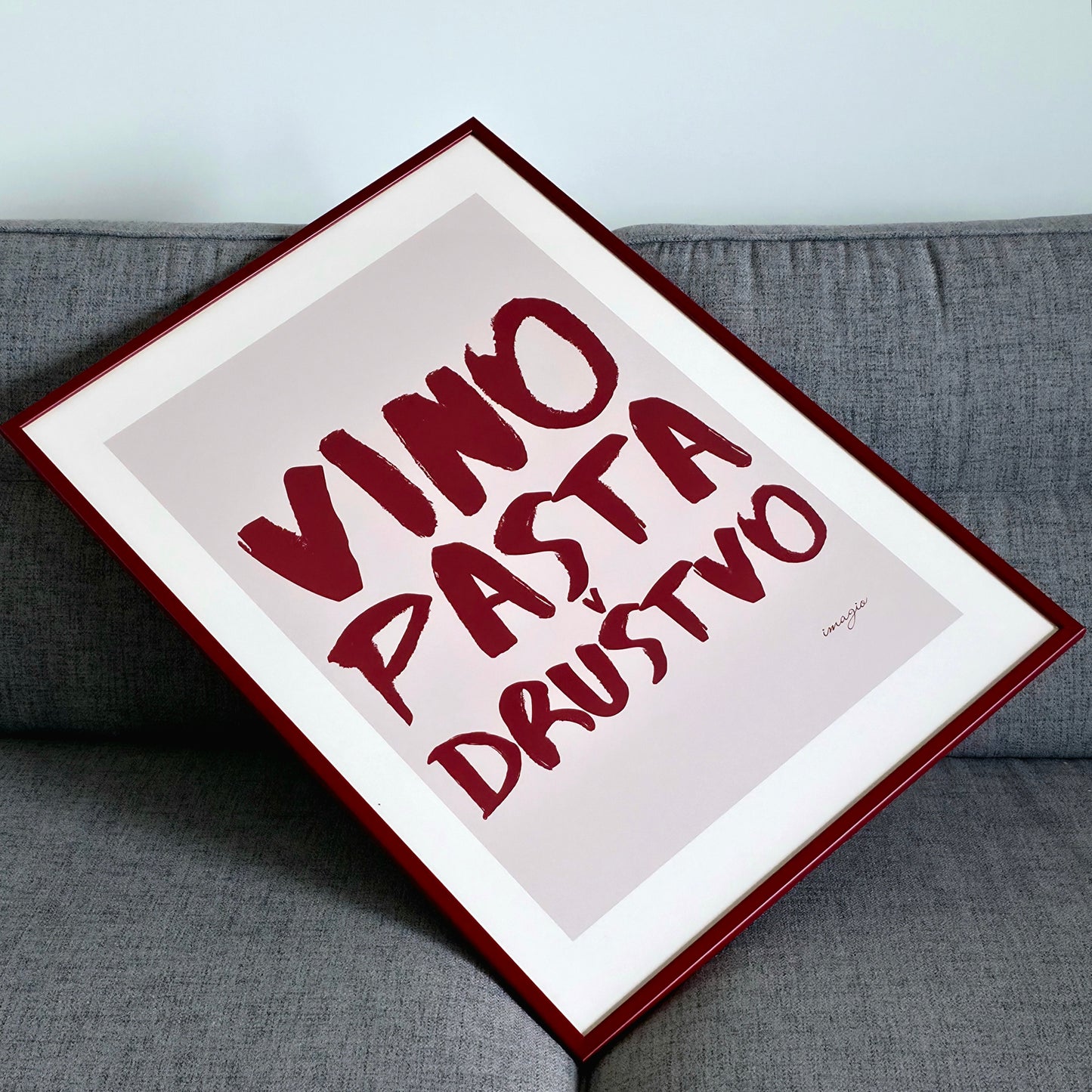 Uramljena slika "Painted Peace" - Vino, pasta, društvo: Bež; 32x42 / 52x72 cm