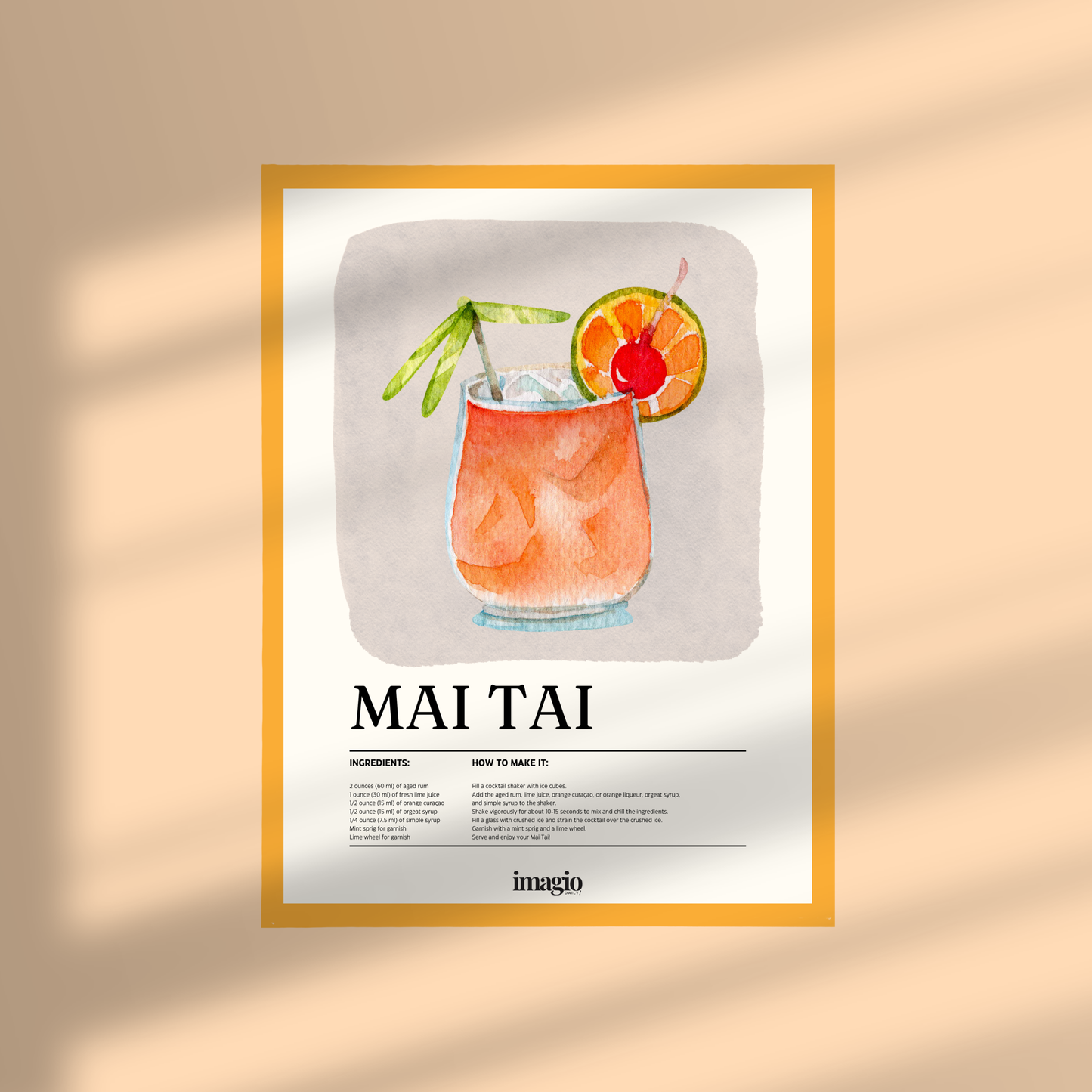 Uramljen poster Mai Tai Signature - 32x42 / 42x52 cm žuti ram