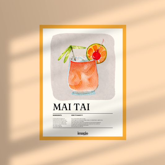 Uramljen poster Mai Tai Signature - 32x42 / 42x52 cm žuti ram