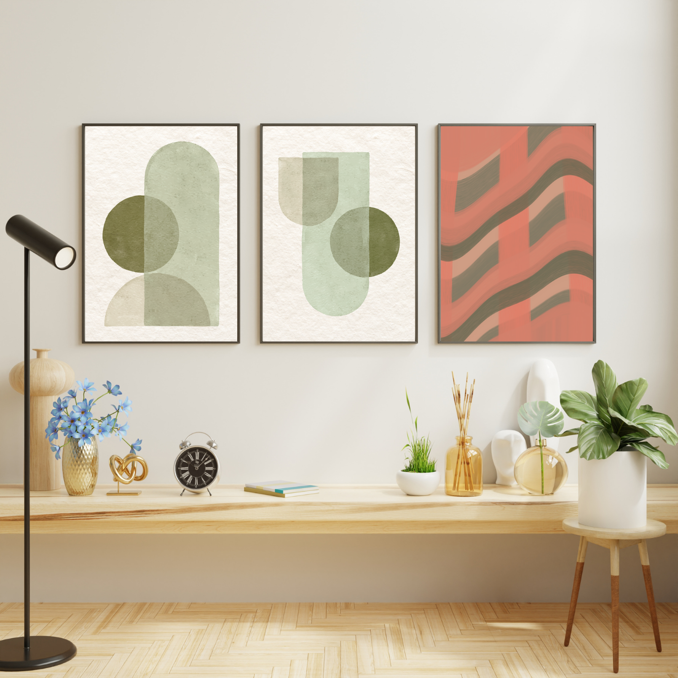 Abstract Shapes - Floaty Flags, Red&Green