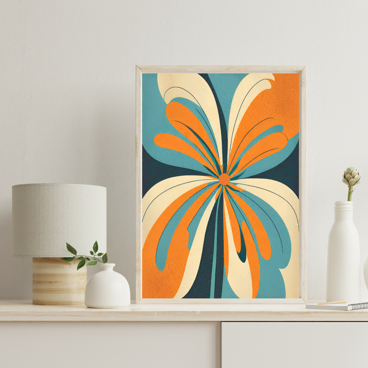 Abstract Flowers - Blue&Orange #3