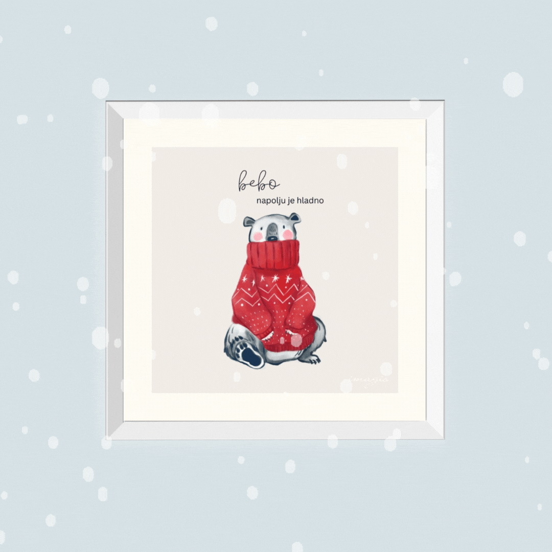 XMAS 26 Miniature  KIDS - Bebo, napolju je hladno - White Frame