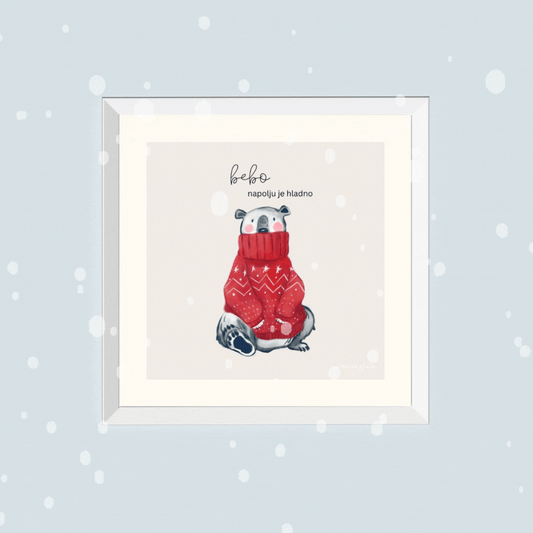 XMAS 26 Miniature  KIDS - Bebo, napolju je hladno - White Frame