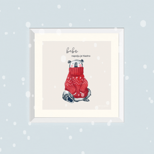 XMAS 26 Miniature  KIDS - Bebo, napolju je hladno - White Frame