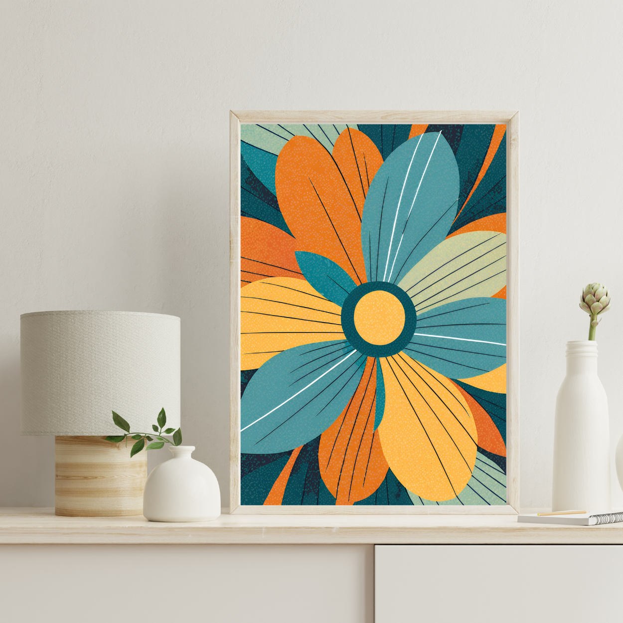 Abstract Flowers - Blue&Orange #4