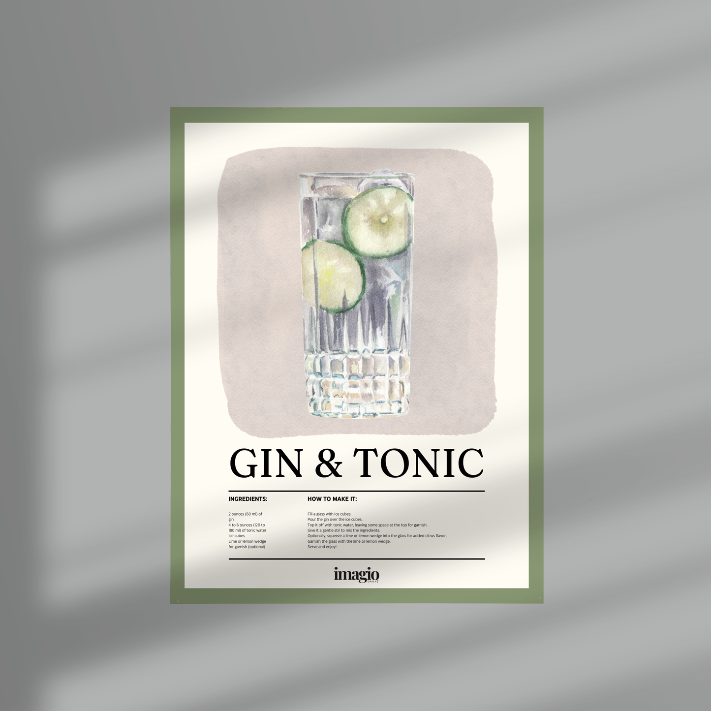 Framed Art Gin&Tonic Signature - 32x42 / 42x52 cm Light Green