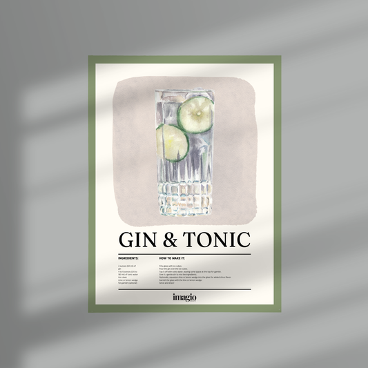 Framed Art Gin&Tonic Signature - 32x42 / 42x52 cm Light Green