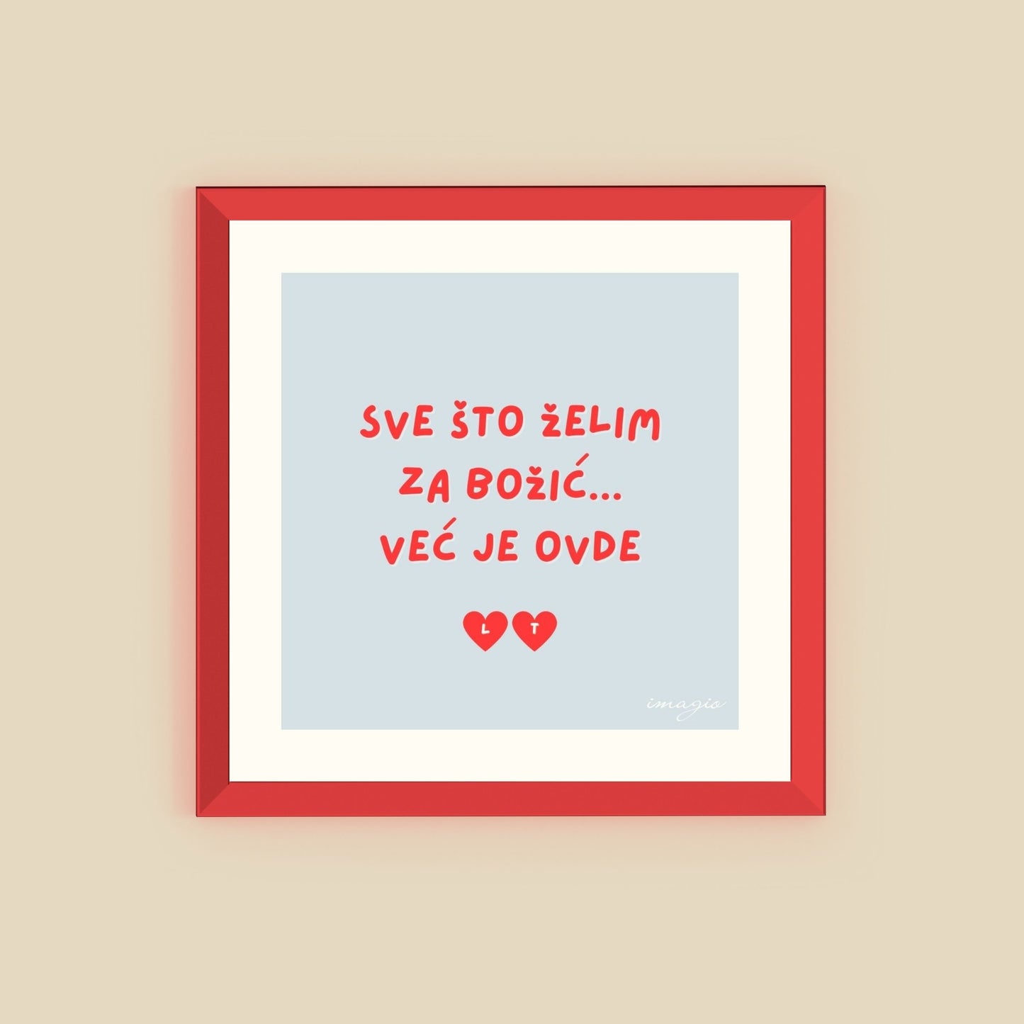 XMAS 26 Miniature CUSTOMIZABLE - Sve što želim za Božić... - Red Frame