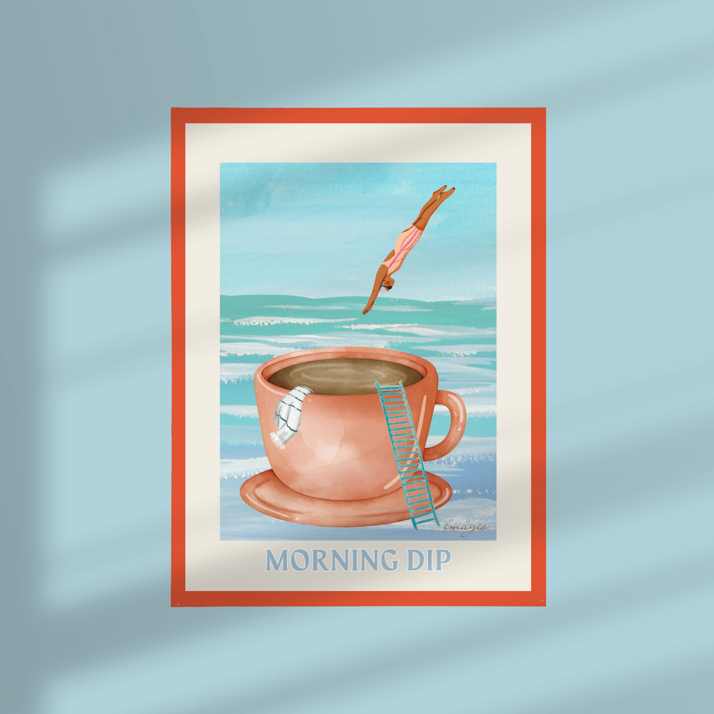 Framed Art Morning Dip - 32x42 / 42x52 cm Orange