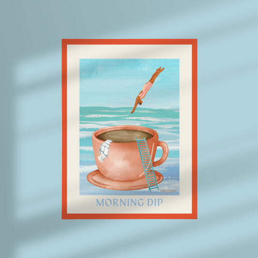 Framed Art Morning Dip - 32x42 / 42x52 cm Orange