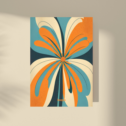 Abstract Flowers Blue&Orange #2 and #3 - Duo Set 30x40cm/50x70cm