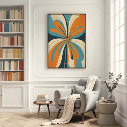 Abstract Flowers Blue&Orange #2 and #3 - Duo Set 30x40cm/50x70cm