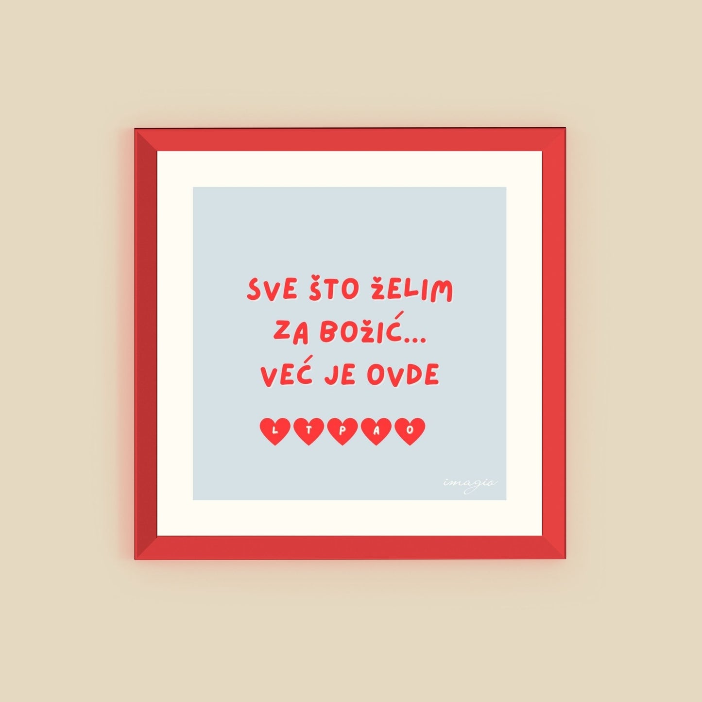 XMAS 26 Miniature CUSTOMIZABLE - Sve što želim za Božić... - Red Frame
