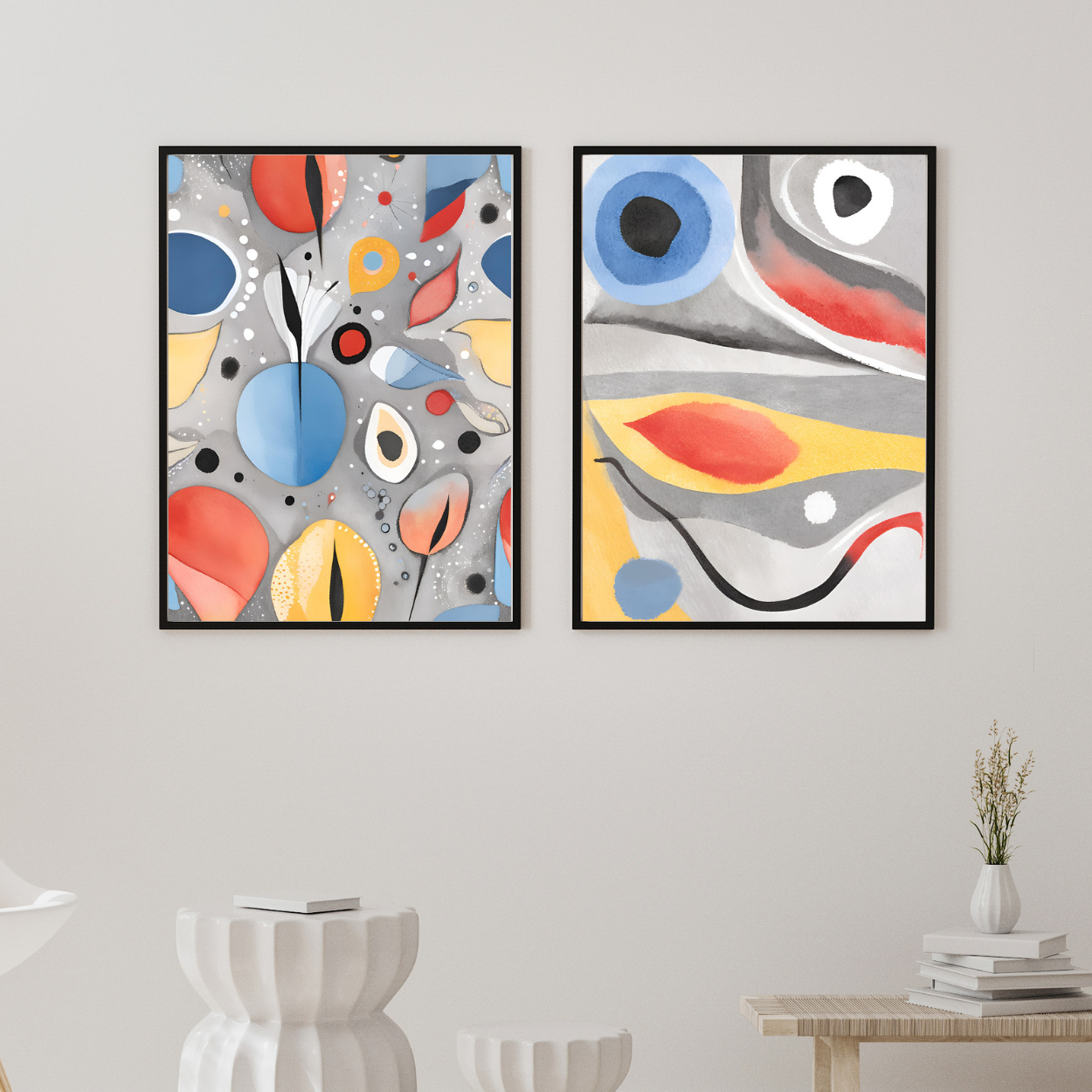 Abstract Shapes - Colorful Grey #1