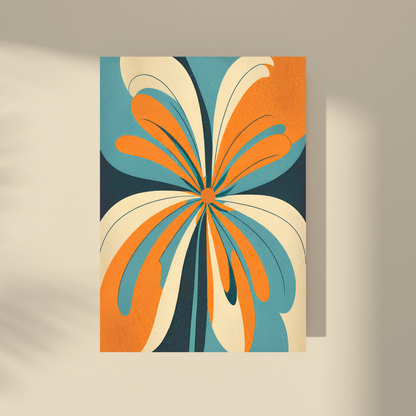 Abstract Flowers Blue&Orange #2 and #3 - Duo Set 30x40cm/50x70cm