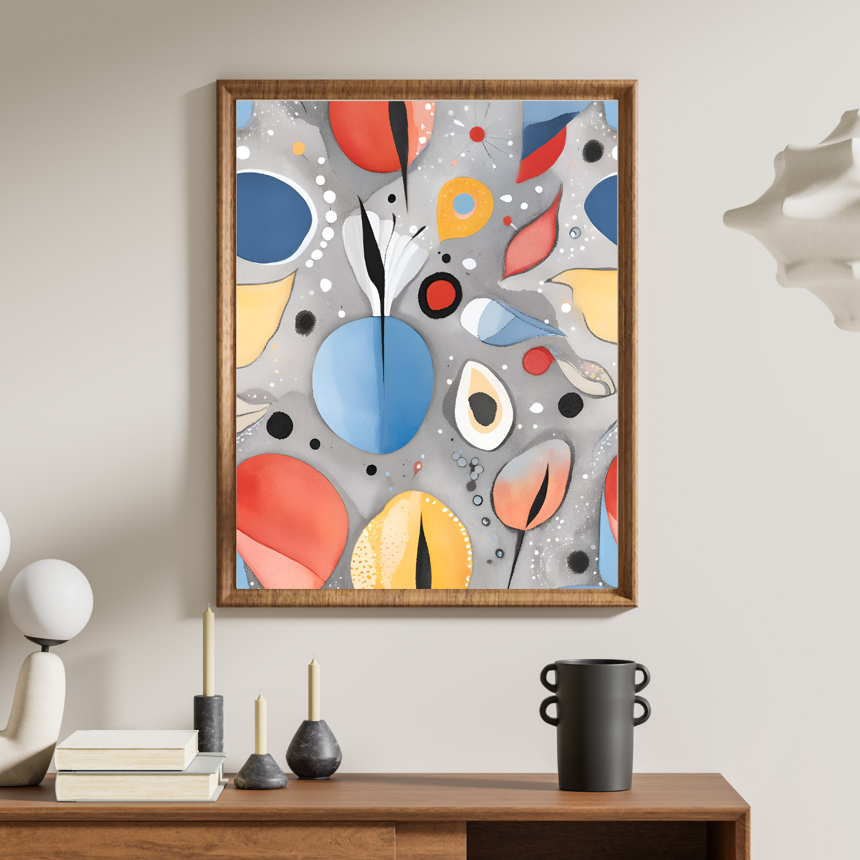 Abstract Shapes - Colorful Grey #1