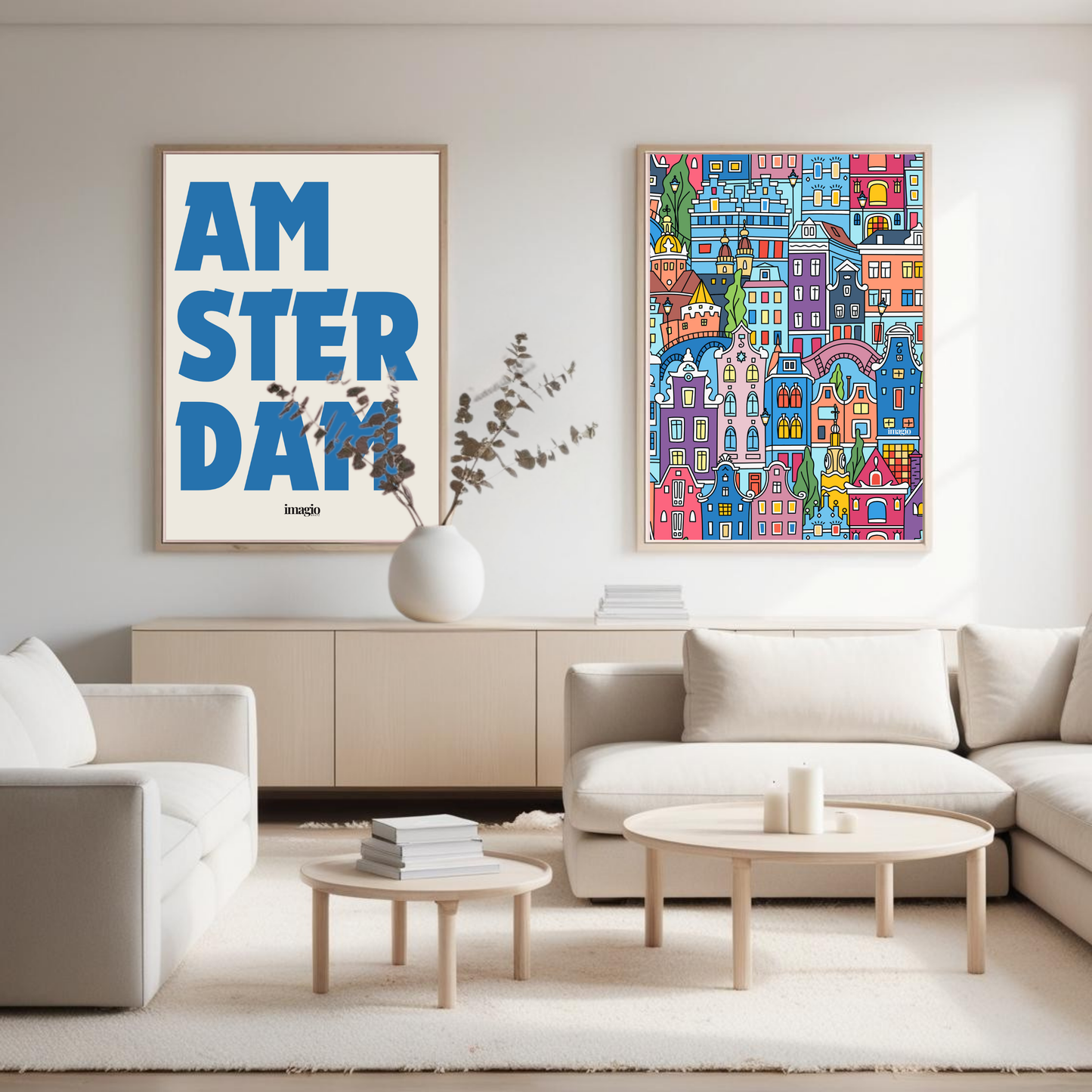 Amsterdam Colorful Houses & Amsterdam Blue - Duo Set 30x40cm/50x70cm