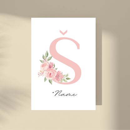 CUSTOMIZE IT! - Pink Flowers Letter & Name